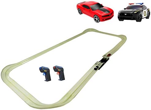 Mote Control Cordless Glow In The Dark High-Speed Super Loop Speedway Track Set With Two Cars For Dual Racing Glow Blue Blue Glow - Everyday Play Set