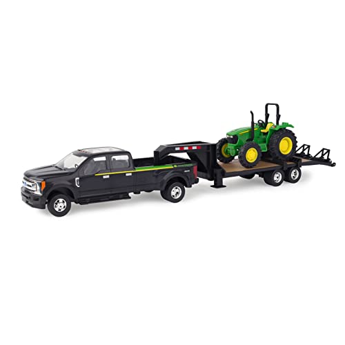 ERTL 1:32 Scale Ford F350 Pickup And Tractor Set — Includes John Deere Tractor Ford F350 Pickup And Gooseneck Trailer — 17.25 X 3.2 X 4.5 Inches — Ages 3 Years And Up - Everyday Play Set
