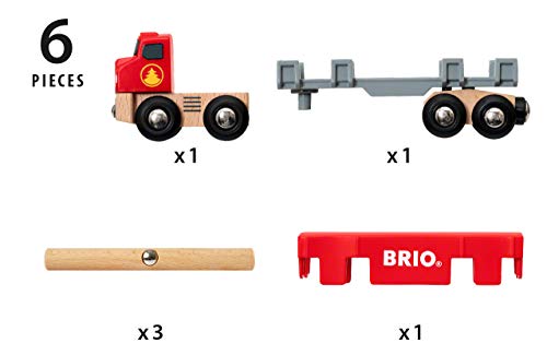 Cheapest World 33657 – Lumber Truck – 6 Piece Wooden Toy Train For Kids Ages 3 And Up Grey - Everyday Play Set