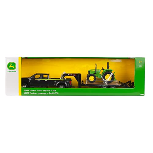 ERTL 1:32 Scale Ford F350 Pickup And Tractor Set — Includes John Deere Tractor Ford F350 Pickup And Gooseneck Trailer — 17.25 X 3.2 X 4.5 Inches — Ages 3 Years And Up - Everyday Play Set