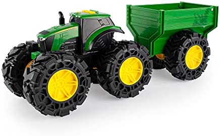 Toddler Toys Lights And Sounds Monster Treads Tractor Toy With Wagon 8 Inch Green Ages 3+ Red - Everyday Play Set