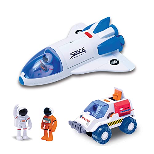 Stro Venture Space Playset – Toy Space Shuttle & Space Rover With Lights And Sound & 2 Astronaut Figurine Toy Gift For Boys And Girls - Everyday Play Set