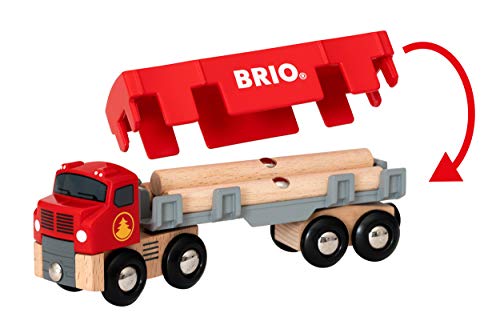 Cheapest World 33657 – Lumber Truck – 6 Piece Wooden Toy Train For Kids Ages 3 And Up Grey - Everyday Play Set