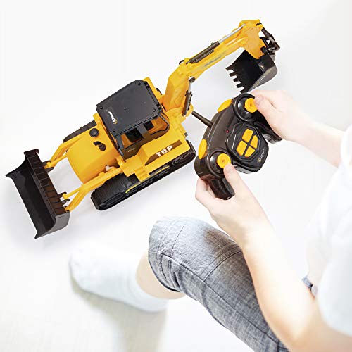 8 Channel Full Functional RC Excavator Backhoe Loader Battery Powered Electric RC Remote Control Construction Tractor With Lights & Sound TR-119 - Everyday Play Set
