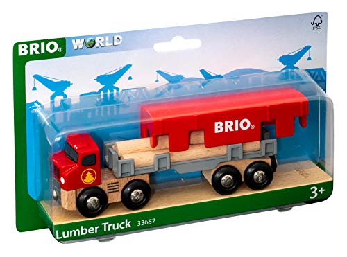 Cheapest World 33657 – Lumber Truck – 6 Piece Wooden Toy Train For Kids Ages 3 And Up Grey - Everyday Play Set