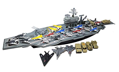 Deals 33 Inch Aircraft Carrier With Soldiers Jets Military Vehicles (18 Fighter Jets) - Everyday Play Set