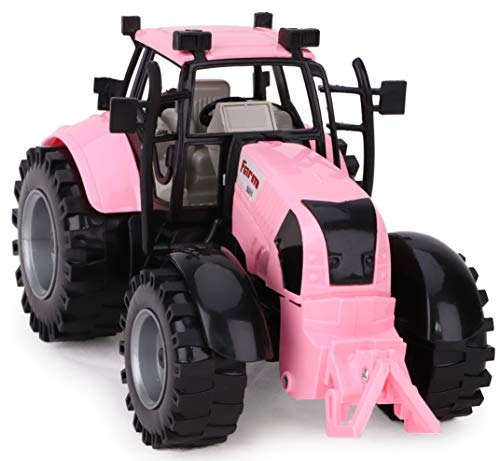 Friction Powered Farm Tractor With Opening Bonnet (Pink) - Everyday Play Set