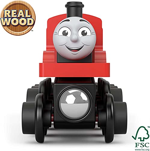 Cheap Wooden Railway James Engine And Coal Car Push-Along Train Made From Sustainably Sourced Wood For Kids 2 Years And Up - Everyday Play Set