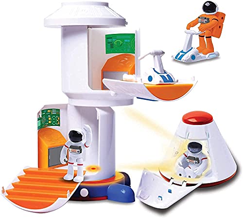Stro Venture Space Playset – Toy Space Station & Space Capsule With Lights And Sound & 2 Astronaut Figurine Toys For Boys And Girls - Everyday Play Set