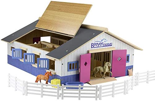 Horses Unicorn Magic Wooden Stable Playset With 6 Unicorns 6 Piece Playset 6 Stablemates Unicorns Included 6 H X 9 L X 2.5 D 1:32 Scale Model 59218 Multicolo - Everyday Play Set