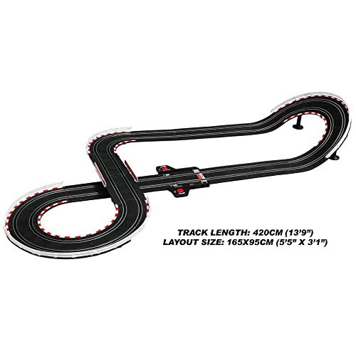 Super 251 USB Power Slot Car Racing Set LED Headlights Strong Magnetic Base Mechanical Lap Counter & Powerbase Integrated As Combo Track For Ages 8 And Up - Everyday Play Set