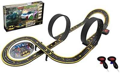 Micro Scalextric Justice League Batman Vs Joker Battery Powered 1:64 Slot Car Race Track Set G1155T Black - Everyday Play Set