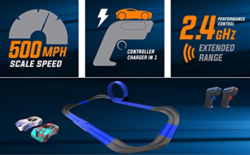 2.4 GHz Radio Control Remote Slot-Less Cordless Racing Blazin Loop Speedway Track Set With Two C - Everyday Play Set