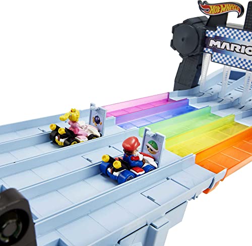 Cheapest Mario Kart Rainbow Road Raceway 8-Foot Track Set With Lights & Sounds & 2 1:64 Scale Vehicles Race With 5-Track Colorful Course With 2 Configurations Toy Gift For Kid - Everyday Play Set