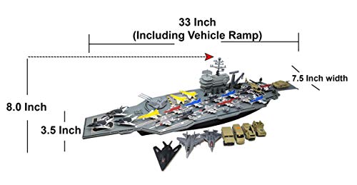 Deals 33 Inch Aircraft Carrier With Soldiers Jets Military Vehicles (18 Fighter Jets) - Everyday Play Set