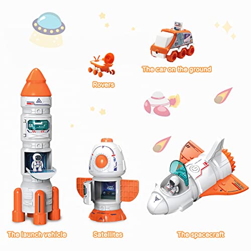Coupon Space Toy For Kids Rocket Ship Toys With Space Shuttle Astronaut Figures Space Rover Spaces Station 5 In 1 Spaceship Toy For Boys 3-8 Aerospace Model Space Figure Toys With Sound & Ligh - Everyday Play Set
