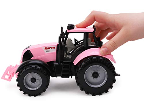 Friction Powered Farm Tractor With Opening Bonnet (Pink) - Everyday Play Set