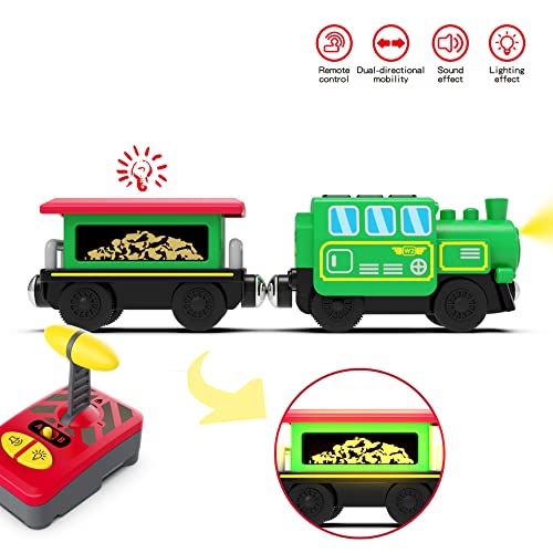 Budget Wooden Train Accessories Battery Operated Locomotive Train Remote Control Train For Track Set Powerful Engine Train Vehicles Fit All Major Brands Track Railway System (Battery Not Included) - Everyday Play Set