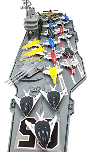 Deals 33 Inch Aircraft Carrier With Soldiers Jets Military Vehicles (18 Fighter Jets) - Everyday Play Set