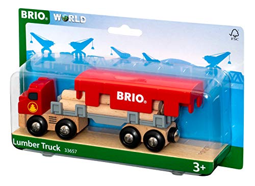 Cheapest World 33657 – Lumber Truck – 6 Piece Wooden Toy Train For Kids Ages 3 And Up Grey - Everyday Play Set