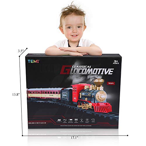 Cheap Train Sets With Steam Locomotive Engine Cargo Car And Tracks Battery Powered Play Set Toy W/ Smoke Light & Sounds For Kids Boys & Girls 3 4 5 6 7 Years Old - Everyday Play Set