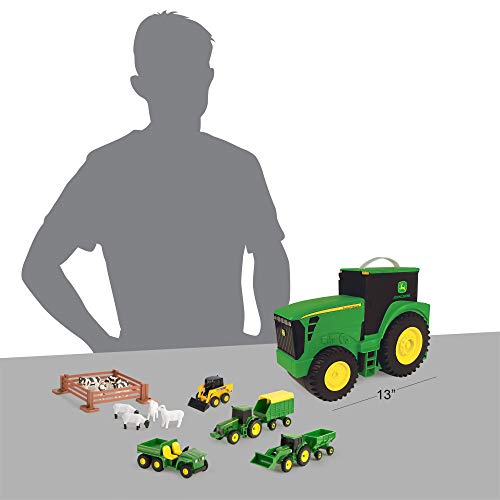 New TOMY John Deere Durable Vehicle Toy Set For Kids With Tractor Shaped Portable Carry Cas - Everyday Play Set