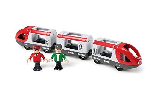 RIO World 33505 – Travel Train – 5 Piece Wooden Toy Train Set For Kids Age 3 And Up - Everyday Play Set