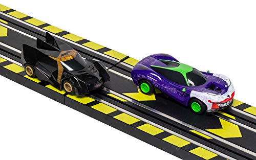 Micro Scalextric Justice League Batman Vs Joker Battery Powered 1:64 Slot Car Race Track Set G1155T Black - Everyday Play Set