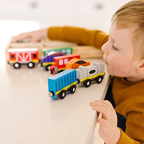Brand new Wooden Train Cars (8 Pcs) – Magnetic Train Wooden Train Toys Train Sets For Toddlers And Kids Ages 3+ - Everyday Play Set