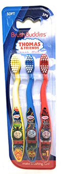 Thomas The Train & Friends Soft Toothbrushes 3 Pack Brush Buddies (Blue Yellow Red) - Everyday Play Set