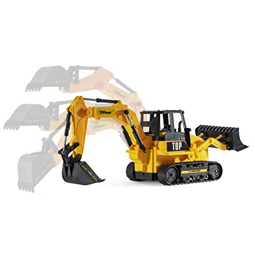 8 Channel Full Functional RC Excavator Backhoe Loader Battery Powered Electric RC Remote Control Construction Tractor With Lights & Sound TR-119 - Everyday Play Set