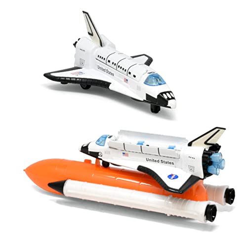 ASA Space Shuttle Toy For Kids Pretend Play 2 Piece Set Rocket Ship With Lights And Sound Diecast Spaceship For Boys Girls Toddlers - Everyday Play Set