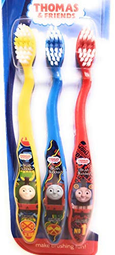 Thomas The Train & Friends Soft Toothbrushes 3 Pack Brush Buddies (Blue Yellow Red) - Everyday Play Set