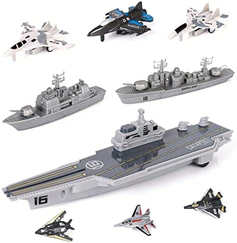 Aircraft Carrier Military Naval Ship Toy Play Set With Small Scale Model Planes Fighter Jets Battleship And Supply Ship For Kids Boy Girl Age 5+ Party Favors Gifts Naval Ship-02 - Everyday Play Set
