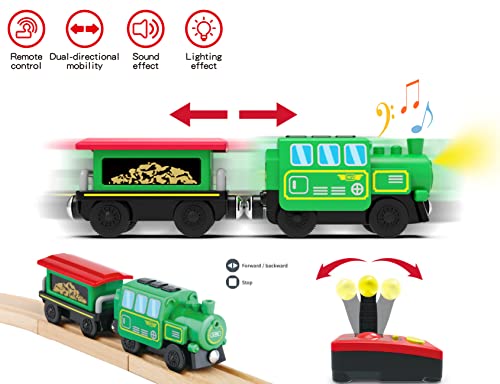 Budget Wooden Train Accessories Battery Operated Locomotive Train Remote Control Train For Track Set Powerful Engine Train Vehicles Fit All Major Brands Track Railway System (Battery Not Included) - Everyday Play Set