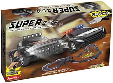 Super 251 USB Power Slot Car Racing Set LED Headlights Strong Magnetic Base Mechanical Lap Counter & Powerbase Integrated As Combo Track For Ages 8 And Up - Everyday Play Set