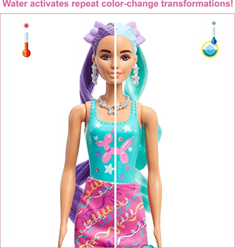 New Color Reveal Doll Glittery Purple With 25 Hairstyling & Party-Themed Surprises Including 10 Plug-in Hair Pieces Gift For Kids 3 Years Old & Up - Everyday Play Set