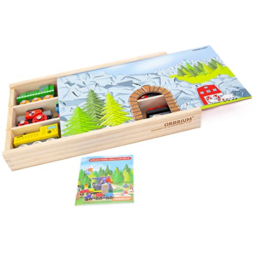 New Toys 12 (20 Pcs) Wooden Train Cars For Kids + Dual-use Wooden Box Cover/Tunnel Wooden Train Set Trains Toy Compatible With Thomas Wooden Railway Brio - Everyday Play Set