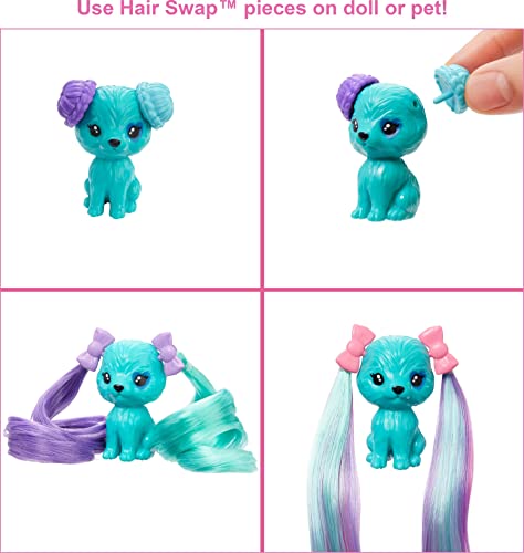New Color Reveal Doll Glittery Purple With 25 Hairstyling & Party-Themed Surprises Including 10 Plug-in Hair Pieces Gift For Kids 3 Years Old & Up - Everyday Play Set