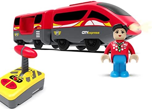Budget Wooden Train Accessories Battery Operated Locomotive Train Remote Control Train For Track Set Powerful Engine Train Vehicles Fit All Major Brands Track Railway System (Battery Not Included) - Everyday Play Set