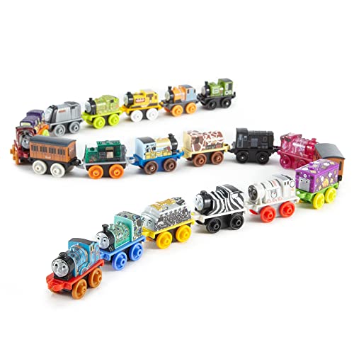Budget MINIS Toy Train Pack Set Of 20 Miniature Push-Along Engines And Railway Vehicles For Preschool Pretend Play - Everyday Play Set