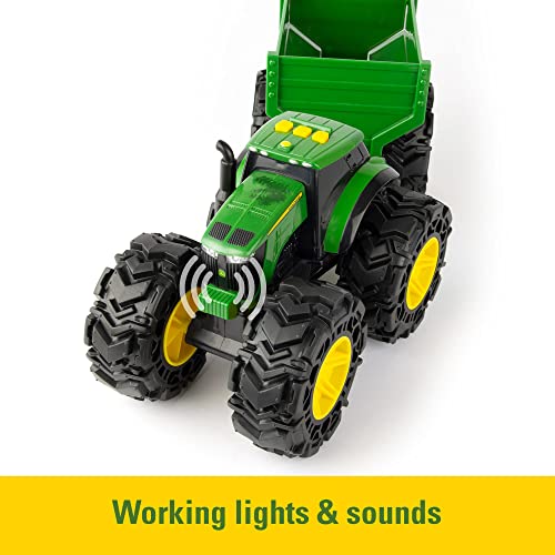 Toddler Toys Lights And Sounds Monster Treads Tractor Toy With Wagon 8 Inch Green Ages 3+ Red - Everyday Play Set