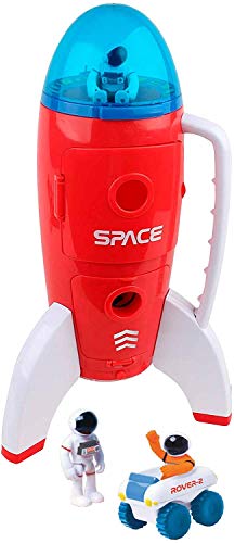 New Spaceship Rocket Toy Playset With 2 Astronauts And Rover Vehicle – Lights And Sound Effects Plus Carrying Handle For Blasting To The Moon And Flying Back – Play And Explore Space Toy - Everyday Play Set
