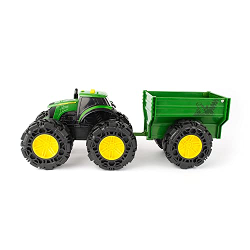 Toddler Toys Lights And Sounds Monster Treads Tractor Toy With Wagon 8 Inch Green Ages 3+ Red - Everyday Play Set