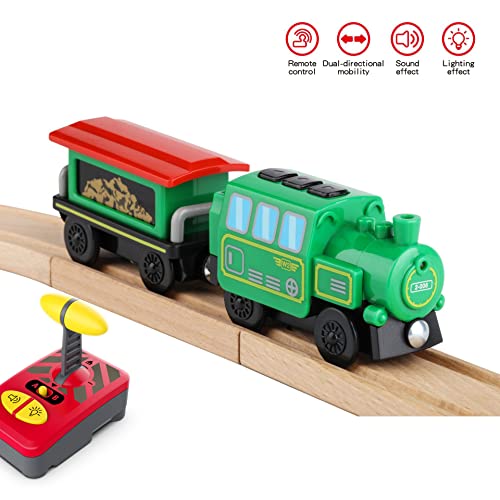 Budget Wooden Train Accessories Battery Operated Locomotive Train Remote Control Train For Track Set Powerful Engine Train Vehicles Fit All Major Brands Track Railway System (Battery Not Included) - Everyday Play Set