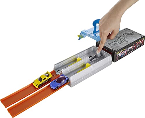 Discount Race Case Track Set With 2 Hot Wheels Cars Dual Launcher For Side-By-Side Racing Storage Container Toy For Kids 4 Years Old & Up - Everyday Play Set