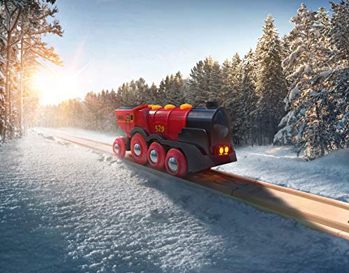 Cheapest RIO World 33592 Mighty Red Action Locomotive Battery Operated Toy Train With Light And Sound Effects For Kids Age 3 And Up - Everyday Play Set