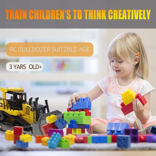 Bnam Remote Control Bulldozer RC 1/16 Full Functional Construction Vehicle 2.4Ghz 9 Channel Dozer Front Loader Toy With Light And Sound For Kids Age 6 7 8 9 10 And Up Years Old - Everyday Play Set