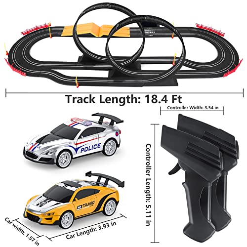 Electric High-Speed Slot Car Race Car Track Sets With 2 1:43 Scale Slot Cars And 2 Hand Controllers With Headlights And Dual Racing Toys Gifts For 6 7 8 9 10 11 12 Boys Girl - Everyday Play Set