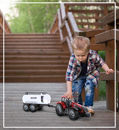 Coupon Friction Powered Farm Tractor Vehicles 16.5 Includes Farmer Tractor Water Tank And Log Trailer Push & Go No Batteries Needed (3pc Set) - Everyday Play Set